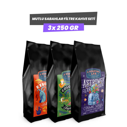 Mutlu Sabahlar Filtre Kahve Seti 3x250